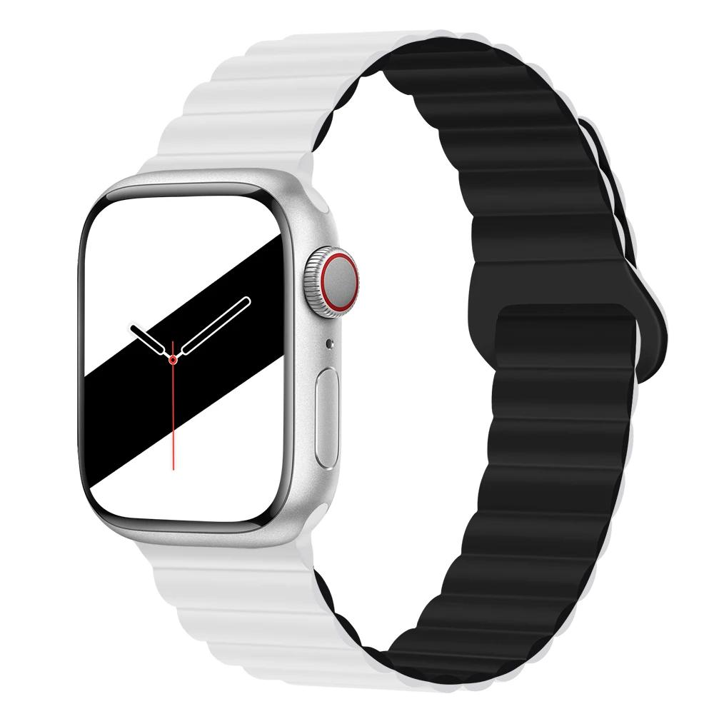 Magnetyczny Pasek Silikonowy Sportowy Bransoletki Do Apple Watch 41mm 42mm 44mm 45mm 46mm 49mm iWatch Seria 11 10 9 8 7 6 5 4se