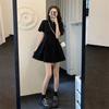 High-end black dress women's summer temperament skirt improved cheongsam skirt short skirt large size thin new Chinese skirt
