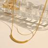 Ins Tide Double-layer Bead Chain Stacked with Titanium Steel Necklace Plated with 18k Gold Short Collarbone Chain for Women