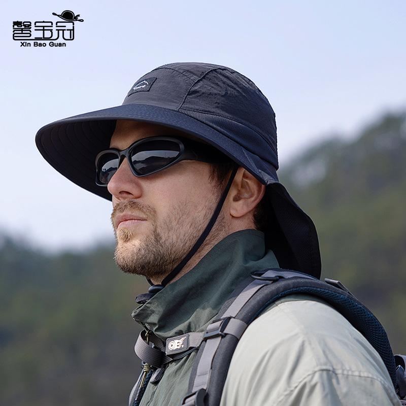 9249 Summer Big Eaves Shawl Bucket Hat Men's Outdoor Mountaineering Fishing Sun Protection Hat Quick Drying Breathable Sun Hat