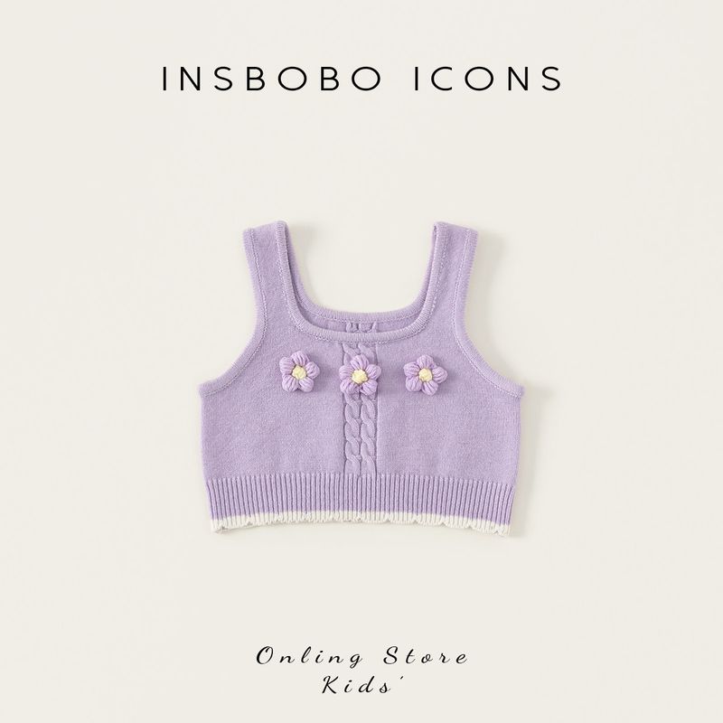 Жилет для девочек Insbobo, Стильный вязаный топ-майка для малышки, Модный детский жилет-свитер, Новая осенняя коллекция Purple 100