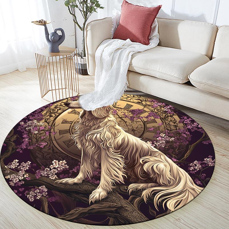Afghan Hound Pattern Round rug,Carpet Rug for Living Room Bedroom Playroom ,Non-slip Floor Mat,Holiday Gifts and Birthday Gifts.