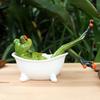 A Whimsical Frog Statue with a Unique Design of a Frog Taking a Bath Perfect for Home Decor Both Indoors And Outdoors