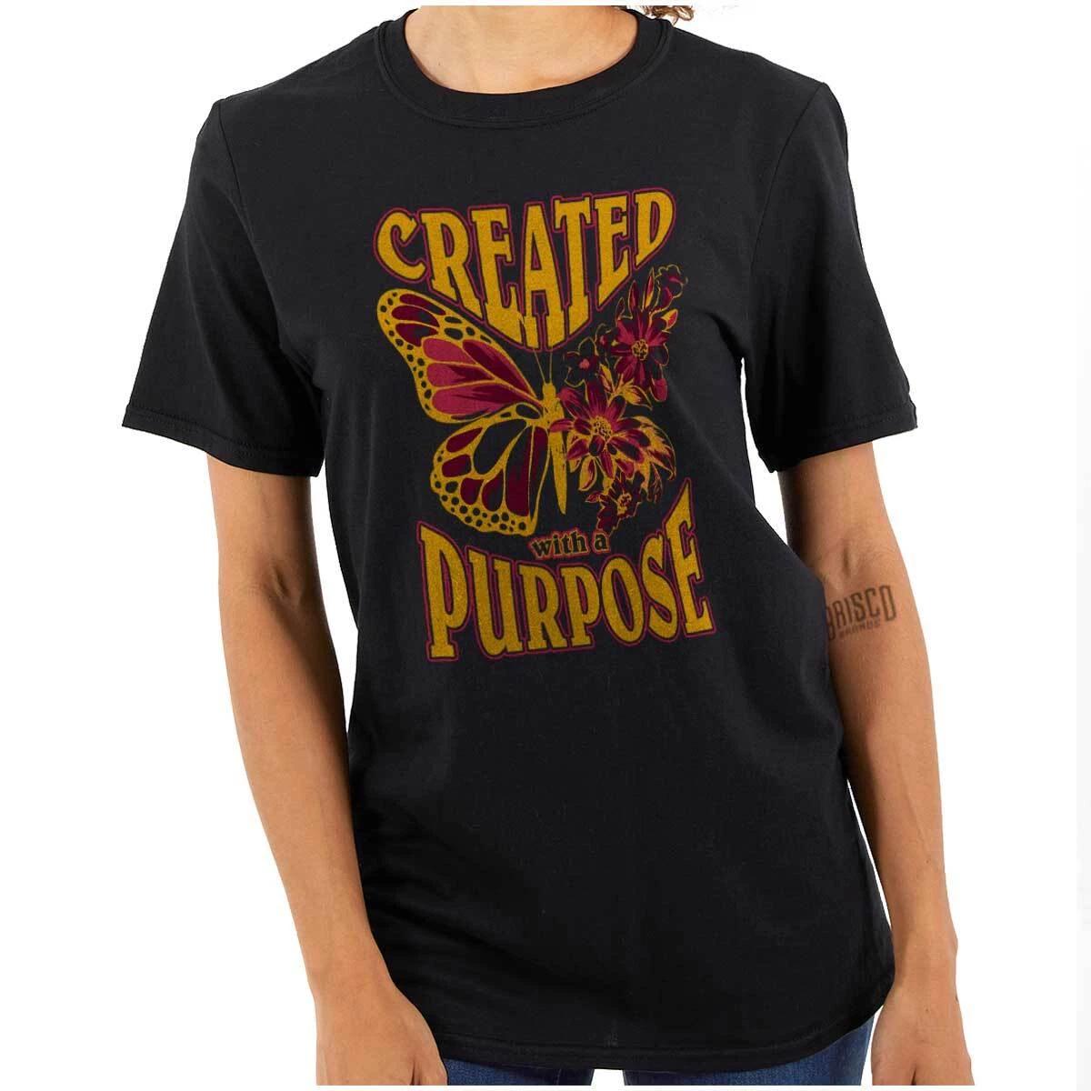 Motivation Created With A Purpose Butterfly Womens Graphic Crewneck T Shirt Tee XXXXL