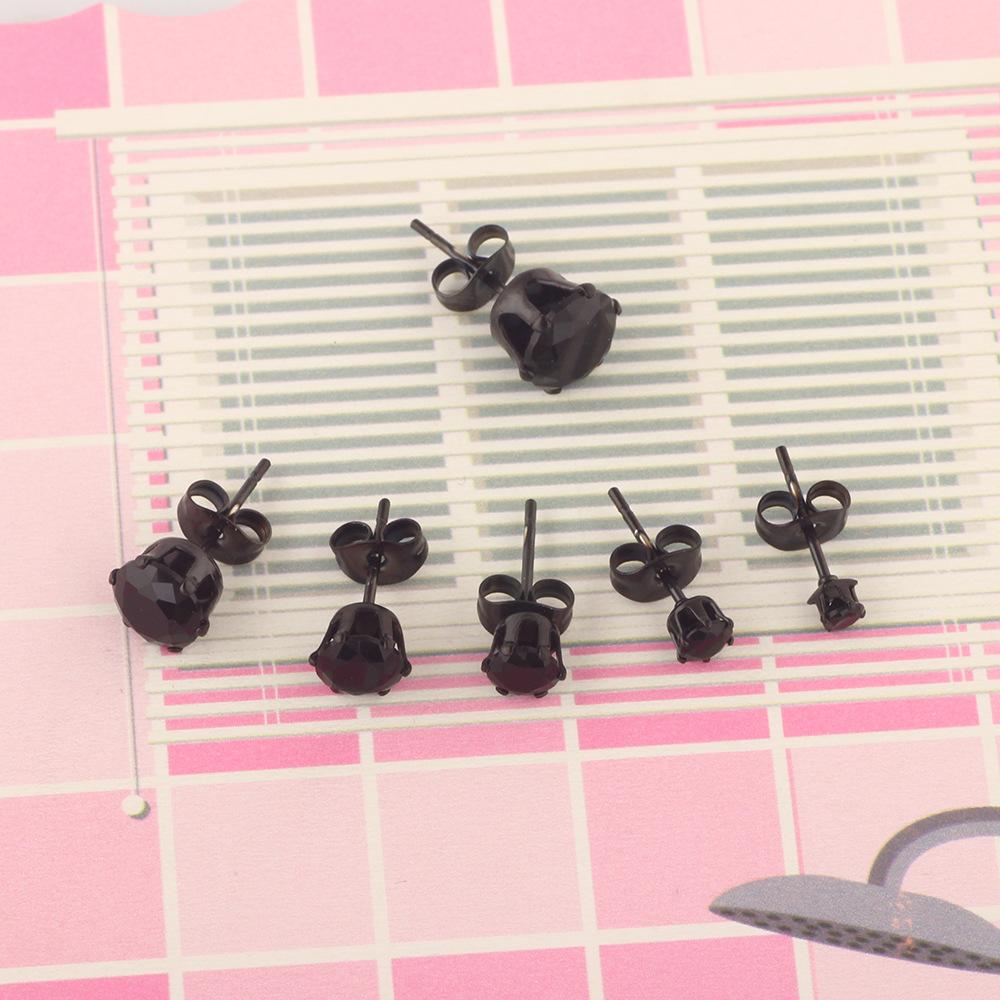 1 Pair Simple round zirconia stud earrings for both men and women