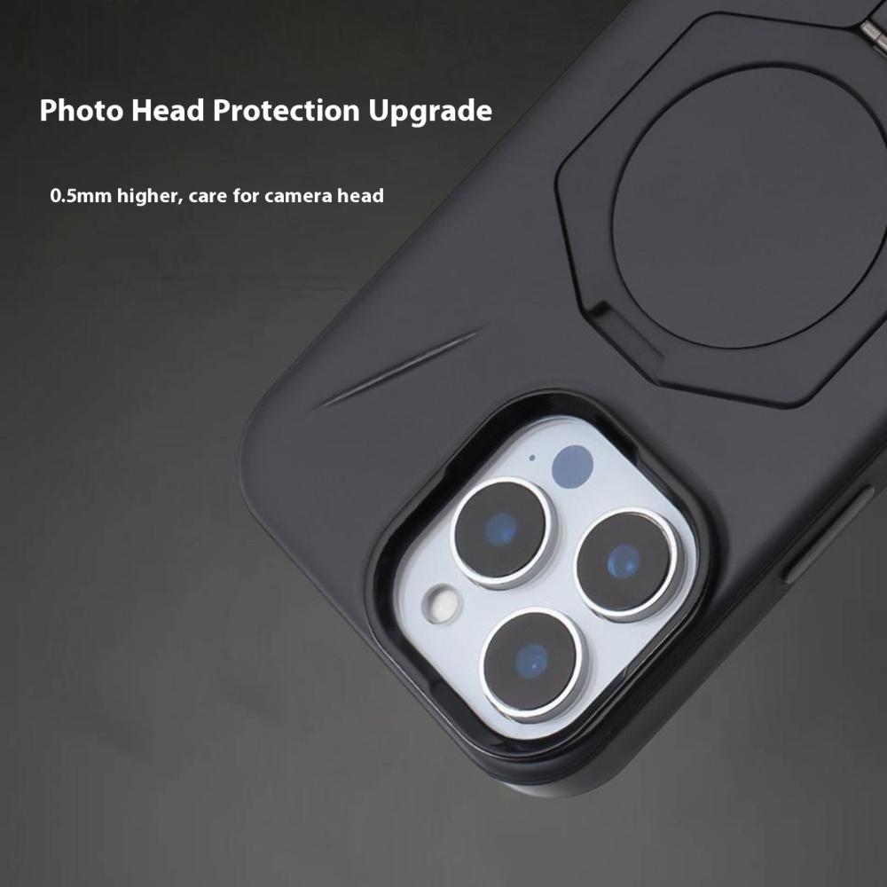 For iPhone 16 Pro Max Magnetic Case TPU + PC Kickstand Phone Cover