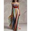 Spring and Summer New Outer Wear Underwear Color Elegant Tube Top Print Pleated Long Dress Silm Fashion Wind Dresses