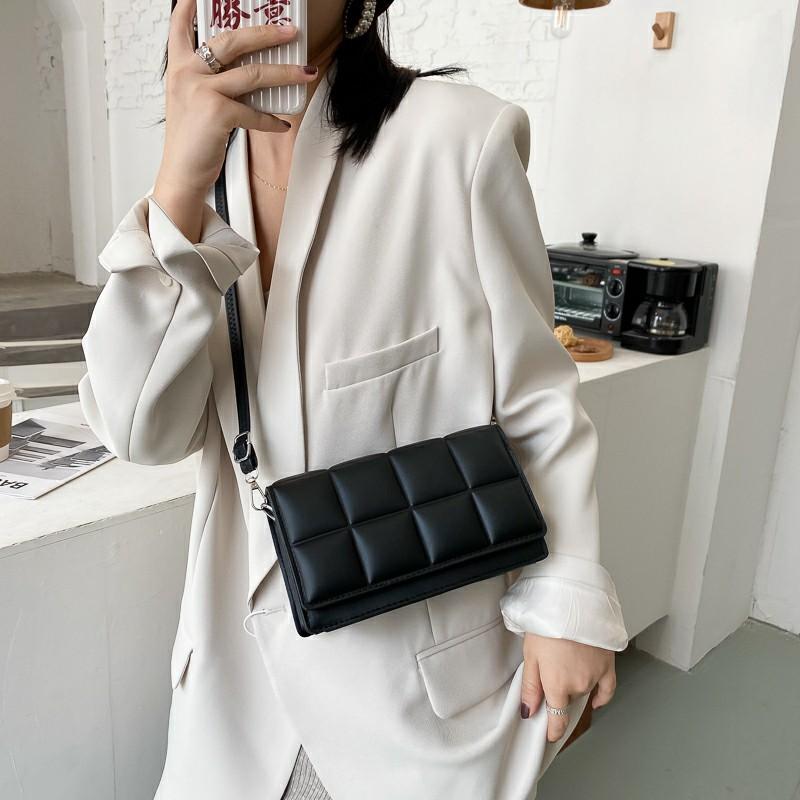 New Style Ladies Shoulder Bag Simple Western Style Checkered Bag Urban Simple Small Square Bag Portable Messenger Shoulder Bag