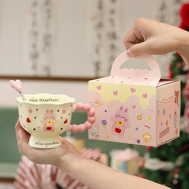 Puppy Mug with Spoon Goblet Office Cup Coffee Breakfast Cup High Value Ceramic Water Cup