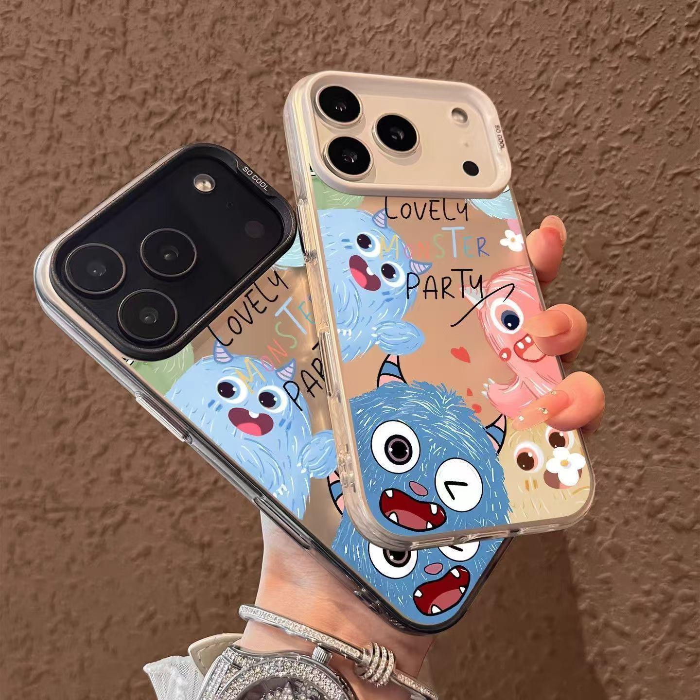 

Graffiti Cartoon Monster Silver Phone Case for Apple 15/16/17 Pro & 12/13/14 Pro Max 14 Plus