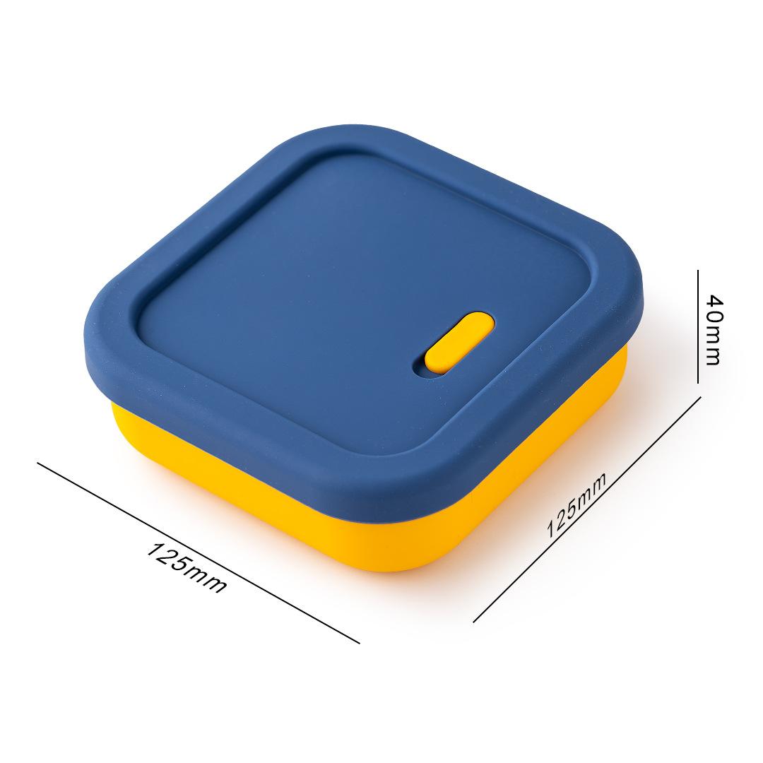 

1PC 300ML Silicone Fruit Crisper Refrigerator Square Silicone Lunch Box with Exhaust Valve Microwave Oven Bento Box 12.5X12.5X4CM