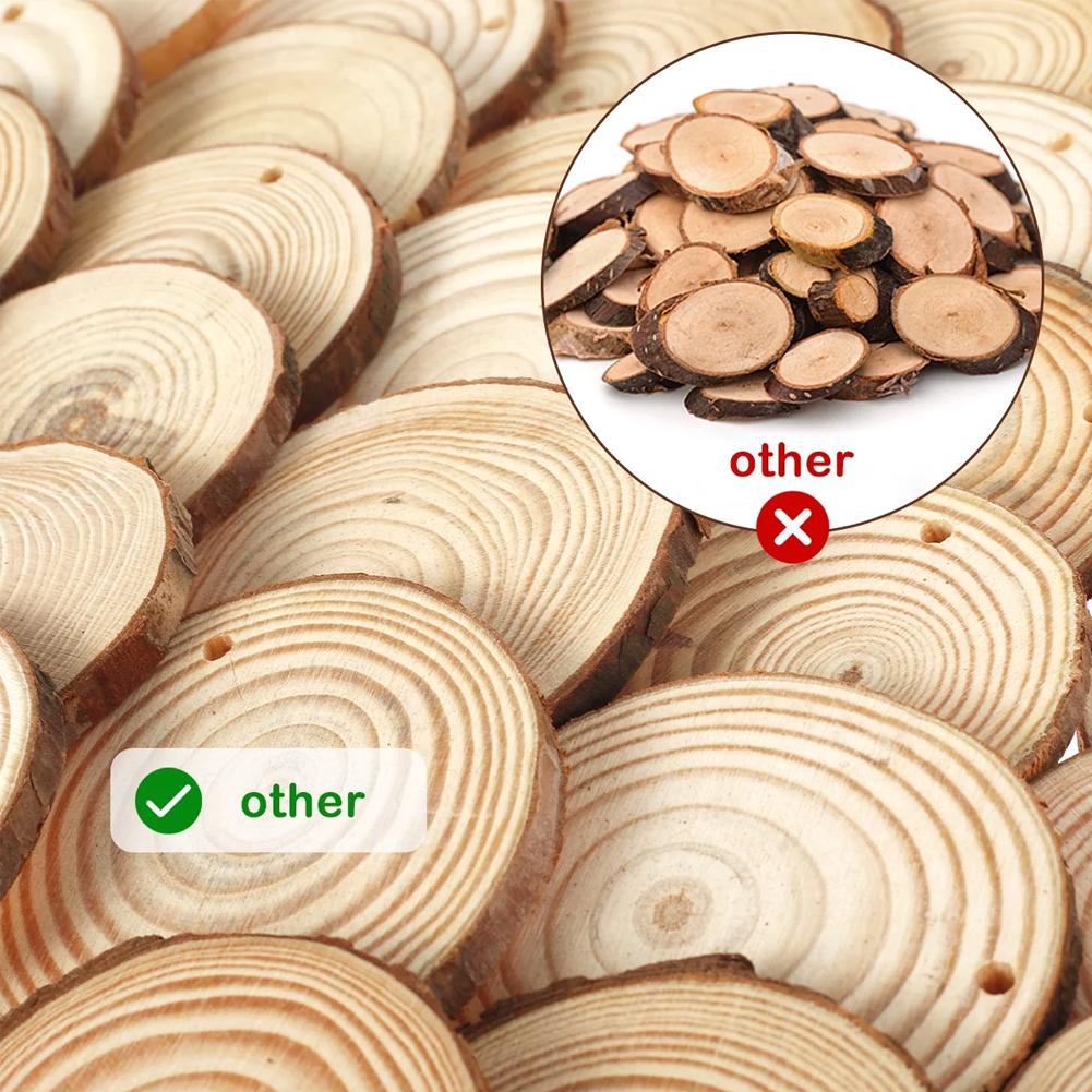 Holzscheiben Malen DIY Basteln für Hochzeits-Weihnachtsdeko Holzscheiben mit Baumrinde Natürliche Kiefer Rund Unvollendet