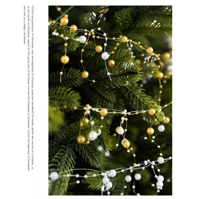 European Style Christmas Beaded Decoration For Holiday DIY Decor, 2M Plastic Ornament, White Or Gold