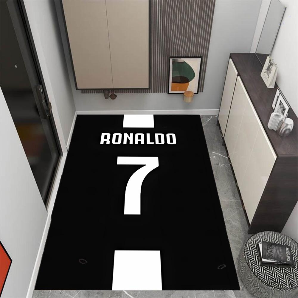 Ronaldo's Legendarische Nummer 7 Thema Anti-Slip Vloerkleden - Polyester Woondecoratie, Geschikt voor Slaapkamers, Woonkamers, Entrees, Studio's en Decoraties
