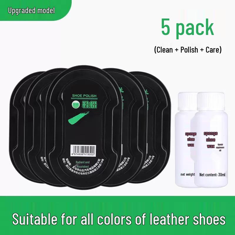 Shoe Care Kit: Polish, Brush, Sponge & Wax for Leather - Colorless, Brown, Black