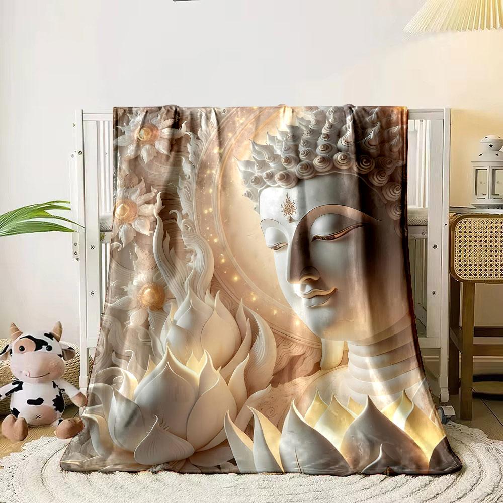 Buddha Lotus Serene Pattern Blanket bedroom Blanket for Livingroom Couch lunch break Soft throw for Friend's festival Gift