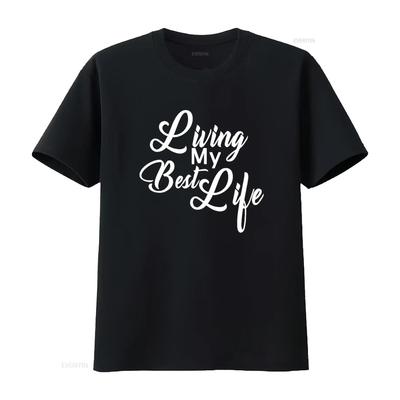 I M Living My Best Life T Shirt Vintage Washed Slightly Streetwear Soft Designer Clothes Breathable Unisex Comfortable Graphic