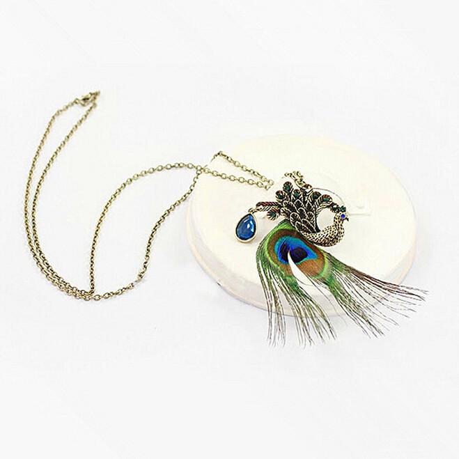 Fully-Jewelled Peacock Necklace Stylish Phoenix Sweater Chain Ornament Christmas New Year Birthday Gift