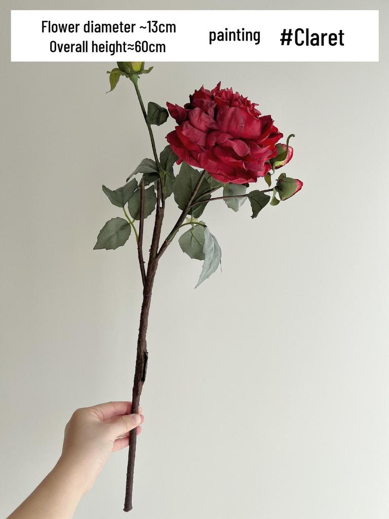 High-Quality Burnt Edge Silk Peony - Artificial Flower for Home Decor & Photography