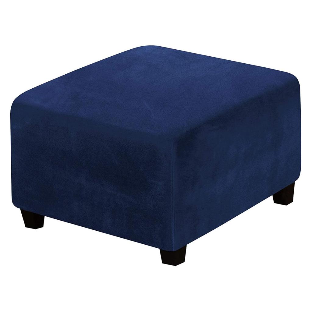 Elastic Anti-Scratch Ottoman Cover: Solid Color Footstool Protector for Home Use