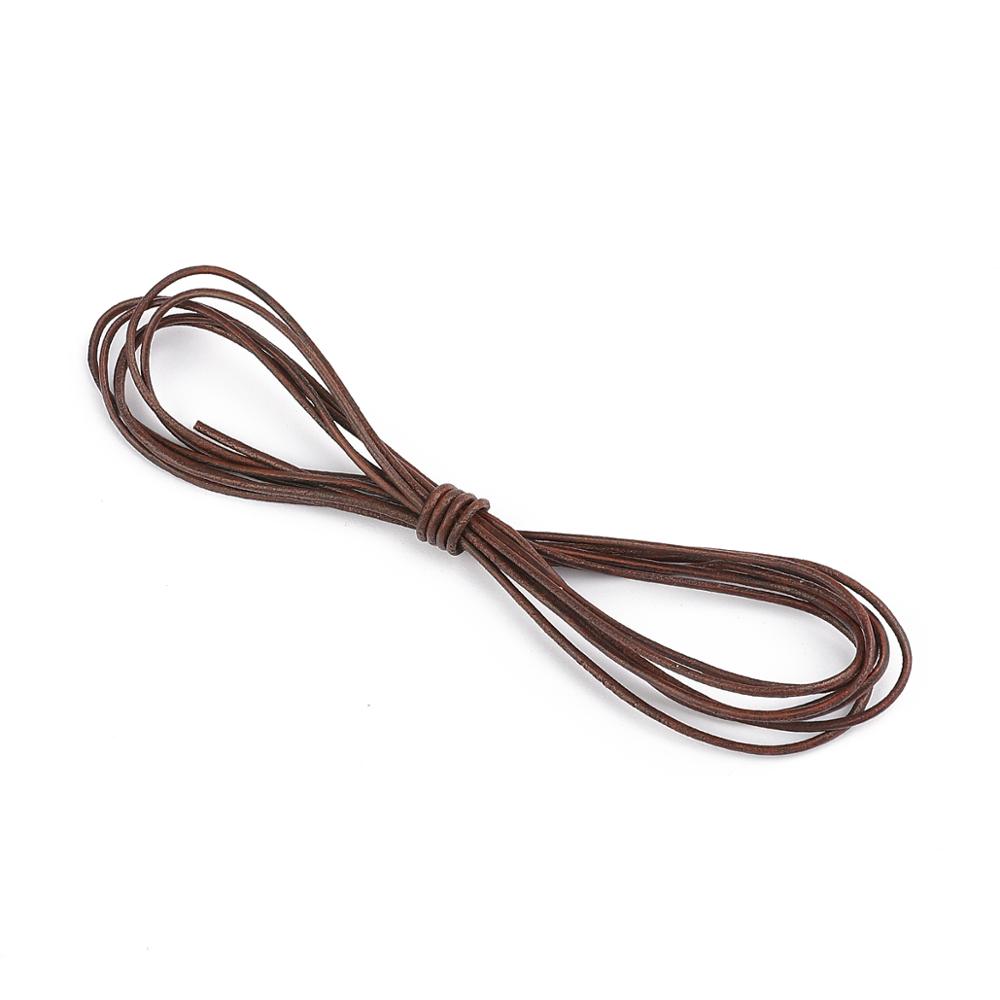 High Quality 2M Retro Natural Genuine Leather Cord 1.5-10mm Round/Flat Cow Leather Rope DIY Craft Bags Leather Craft