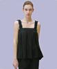 Demi Gnimonic Frill Sleeveless Black Blouse