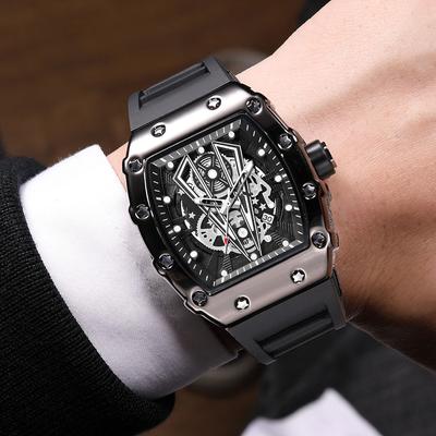Men's Silicone Tonneau Shape Luminous Fashion Sports Watch