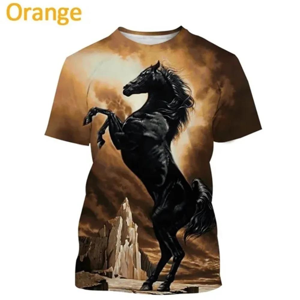 3D Print Animal Horse Graphic T-shirt For Men Women Casual Personality Mens Short Sleeve Tee Tops Streetwear Kids Animal Tshirts