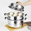 Stainless Steel Three-Layer Steamer with Tray and Soup Pot for Induction Cookers