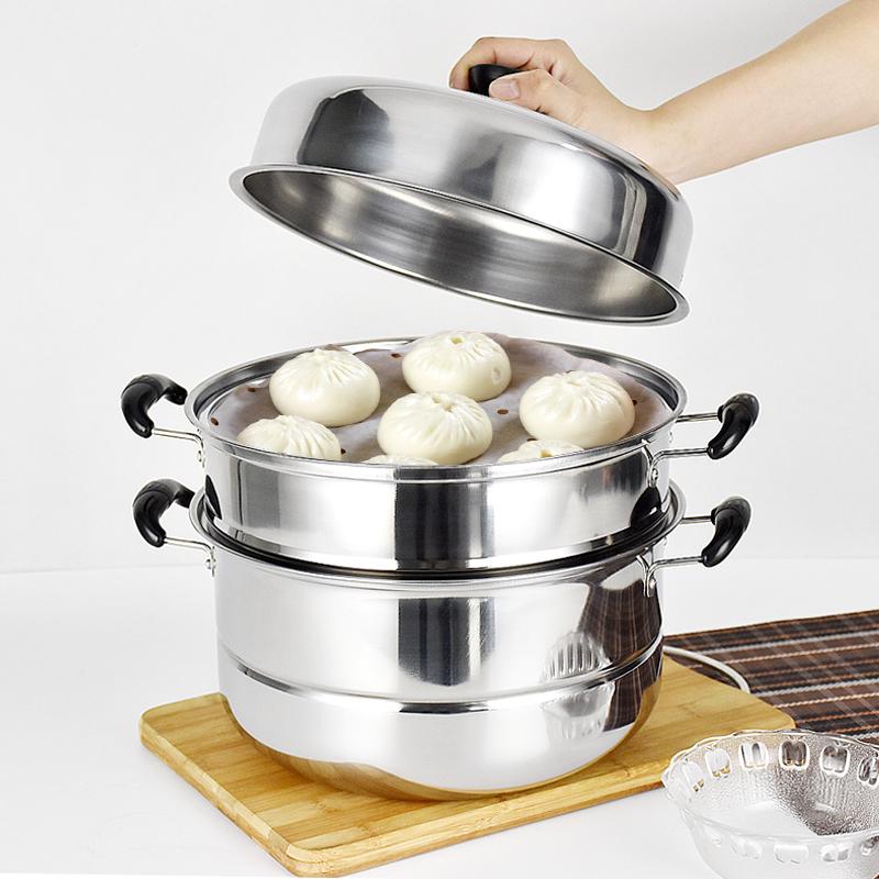 Stainless Steel Three-Layer Steamer with Tray and Soup Pot for Induction Cookers
