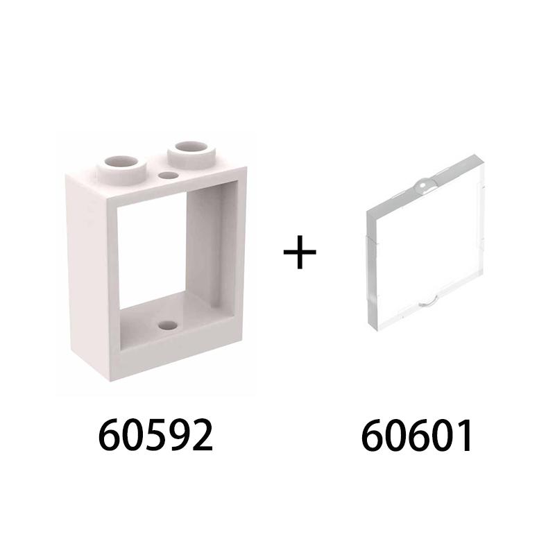 20pcs MOC Parts 60592 60601 Window Transparent Glass 1 X 2 X 2 Flat Front Compatible Brick DIY Building Block Children's Toy