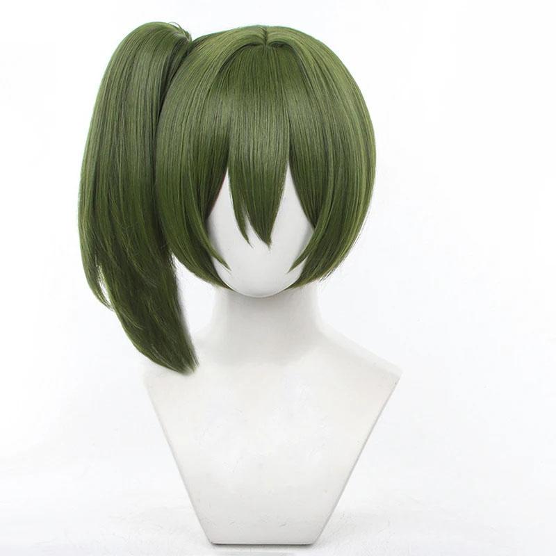 

Парик для косплея Ubel, аниме, короткий, темно-зеленый, с хвостиками, парик для косплея, термостойкие синтетические волосы, парики + шапочка для парика One Size