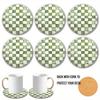 6 Pcs/Set Round Lampwood Coasters Classic Green Mosaic Cork Inserts Nature Inspired Decorative Tripod Coasters for Home
