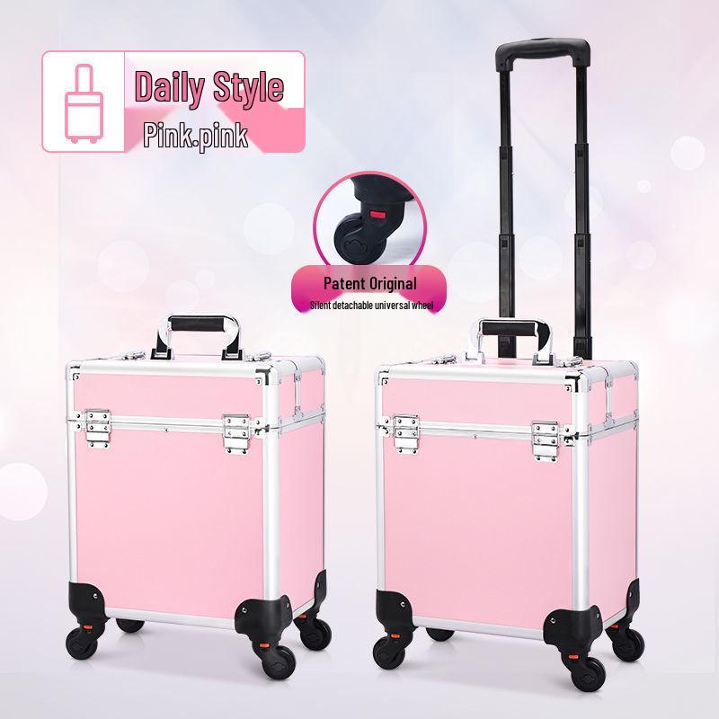 Portable Professional Makeup Case with Trolley, Lockable, Large Capacity for On-Site Beauty, Manicure, Microblading