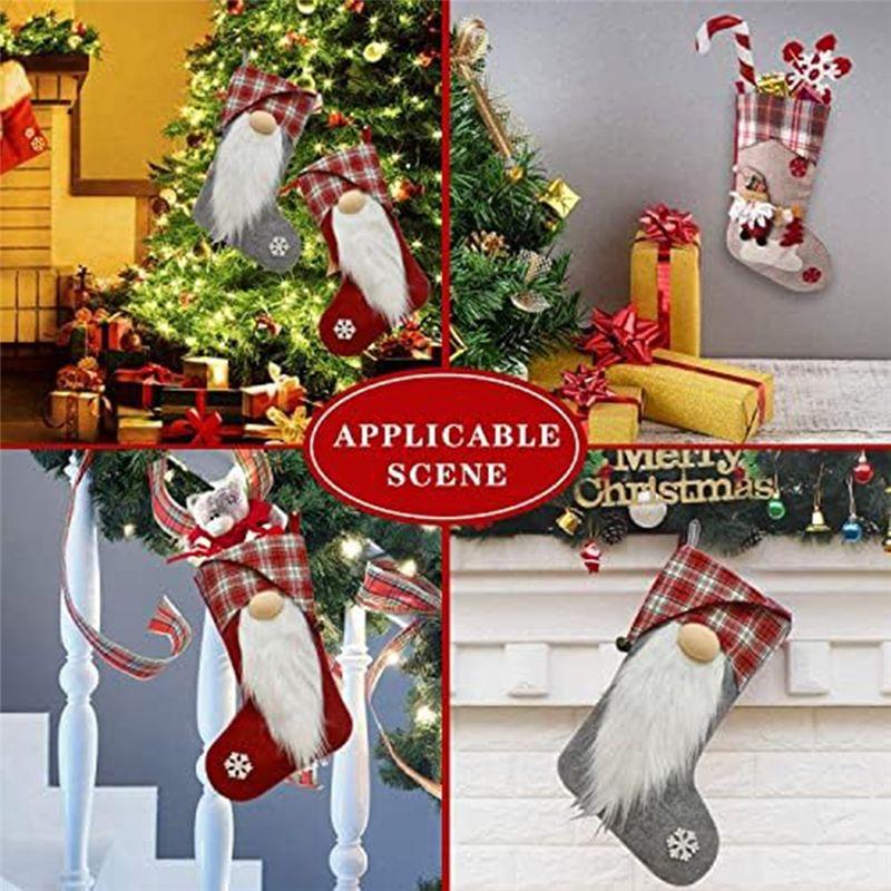 A20F-Christmas Stockings Set Of 2, Knitted Christmas Stocking For Adults,Xmas Stockings Hanging Gift Bag Socks Ornaments