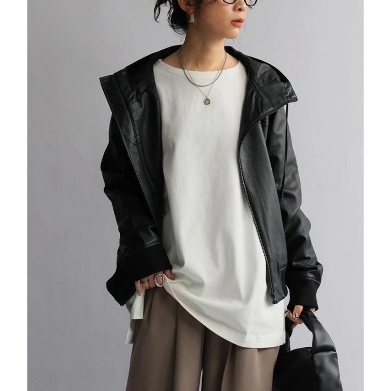 Autumn Minimalist Mid Length Long Sleeved T-shirt for Women Loose Casual Round Neck Pullover Solid Color Base Shirt T-Shirts Women’s