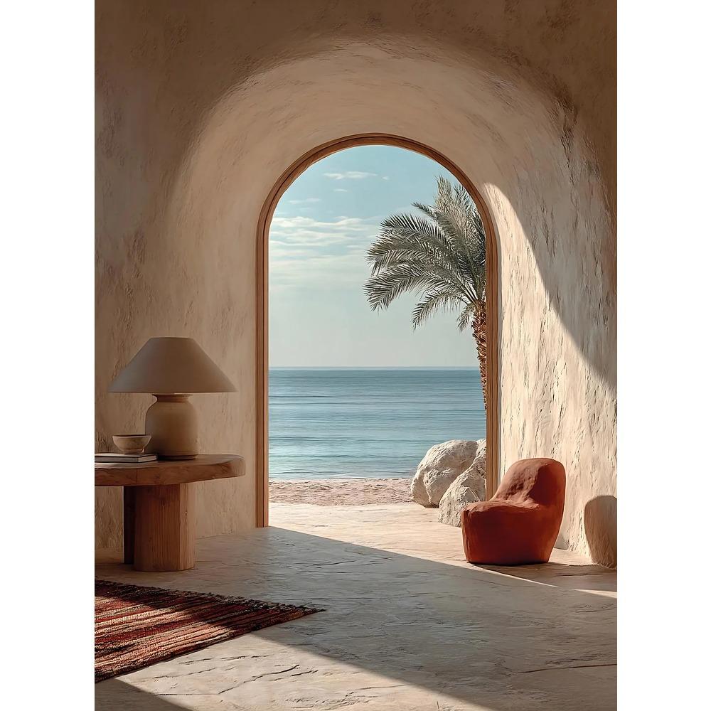 Modern Italian Lemon Orange Seaside Beach Waves Arc Swimming Pool Landscape Posters Canvas Painting Wall Art Pictures Home