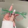 8 Pcs Per Set Cute Heart Shaped Sunglasses for Girls New Stylish Multi-color Children Sun Glasses Trendy Gradient Decor Shades