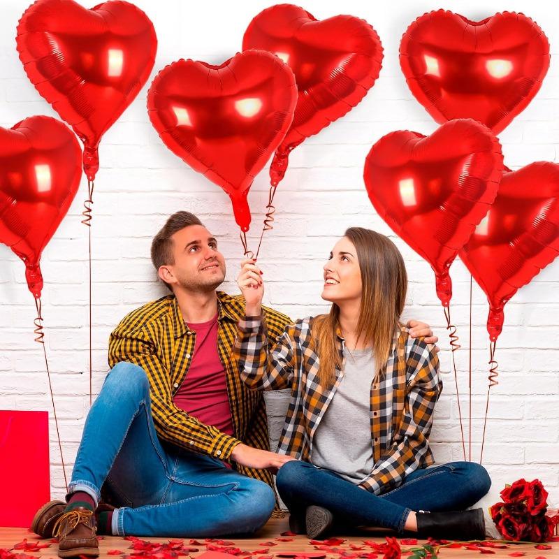 100/5PCS Red Heart Love Balloons Inflatable Aluminum Foil Balloon for Birthday Party Ornament Valentine's Day Wedding Party Gift