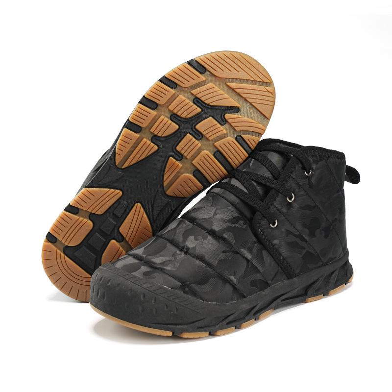 Men's High-Top Camouflage Waterproof Snow Boots - Non-Slip Outdoor Velvet-Lined Casual Cotton Shoes