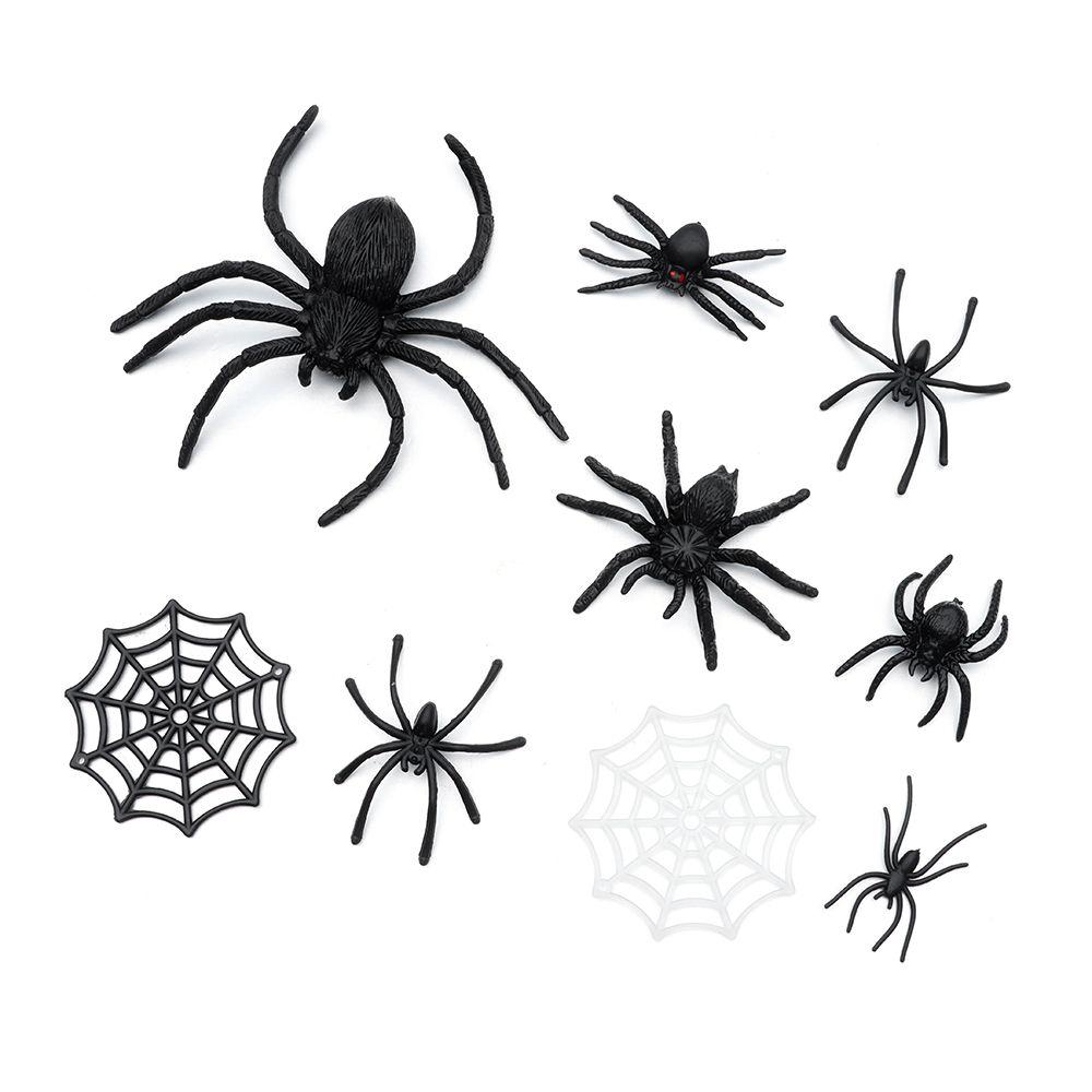 Prank Toys Black White Plastic Fake Spider Haunted House Prop Decorative Spiders Spider Web Novelty Toy Party Supplies