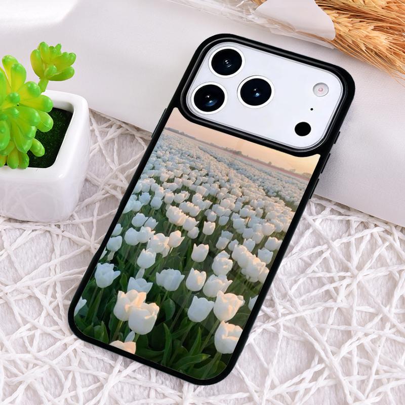 Flowery Field Flowers Tulips Phone Case for iPhone 17 Air 16 15 11 12 14 13 Pro Max Shockproof Cover