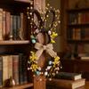 Easter Bunny Rattan Wreath Pendant: Forest-Style Egg Ring Door Hanger Wall Decor