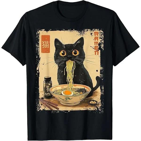 

Vintage Kawaii Cat Ramen Graphic Tee Unisex T-Shirt Unisex T-Shirt S