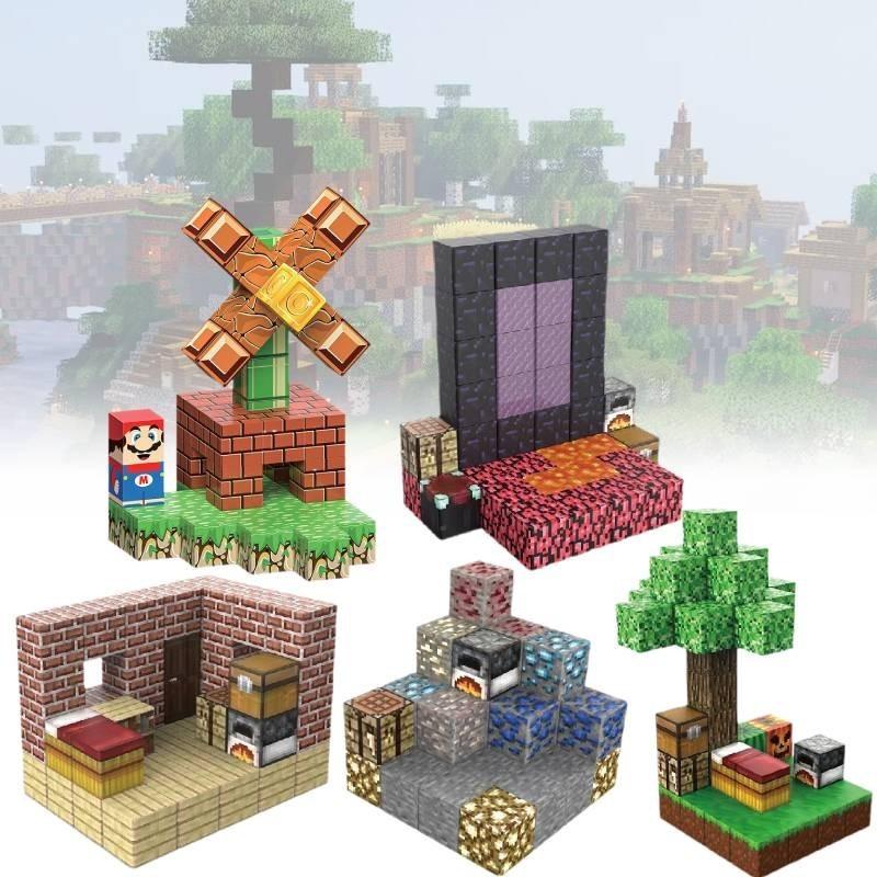 Vibrant Magnetic Building Blocks Set Minecraft Theme Diy Construction Toys