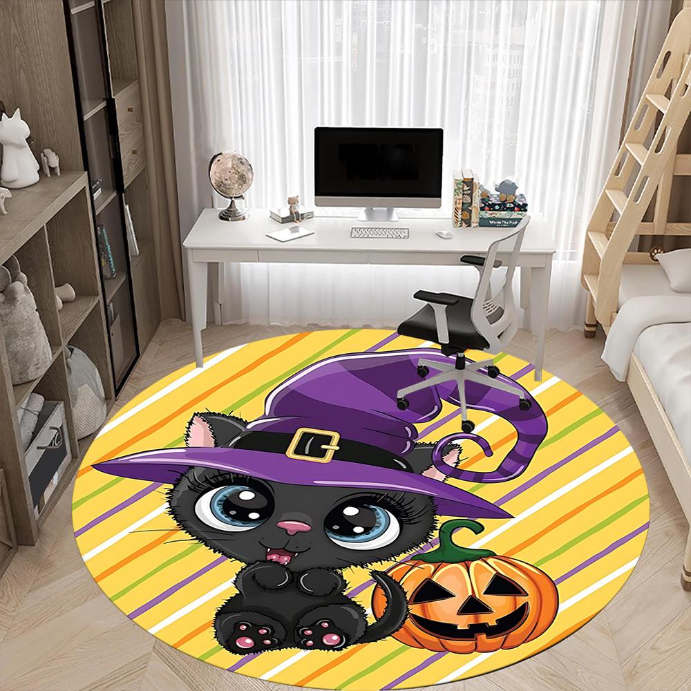 1pc Halloween Cat Chair Carpet for Office Non-Slip,  Machine Washable Rug for Office, Room - Polyester, Machine Made yy251029137