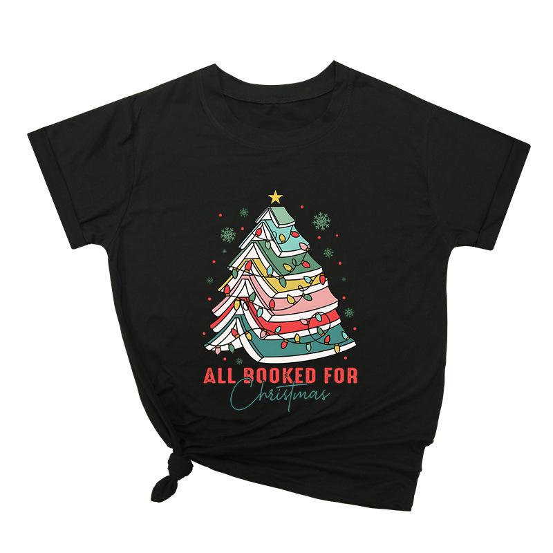 Weihnachtsschleife Kreativ Bedruckt Trendig Baumwoll-Top Lässige Sportbekleidung Locker Damen-T-Shirts Damen