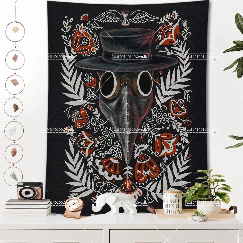 Raven Norse Folk Tapestry Medieval Animals Birds Tarot Tapestrys Room Decor Aesthetics Landscape Art Posters Background Cloths