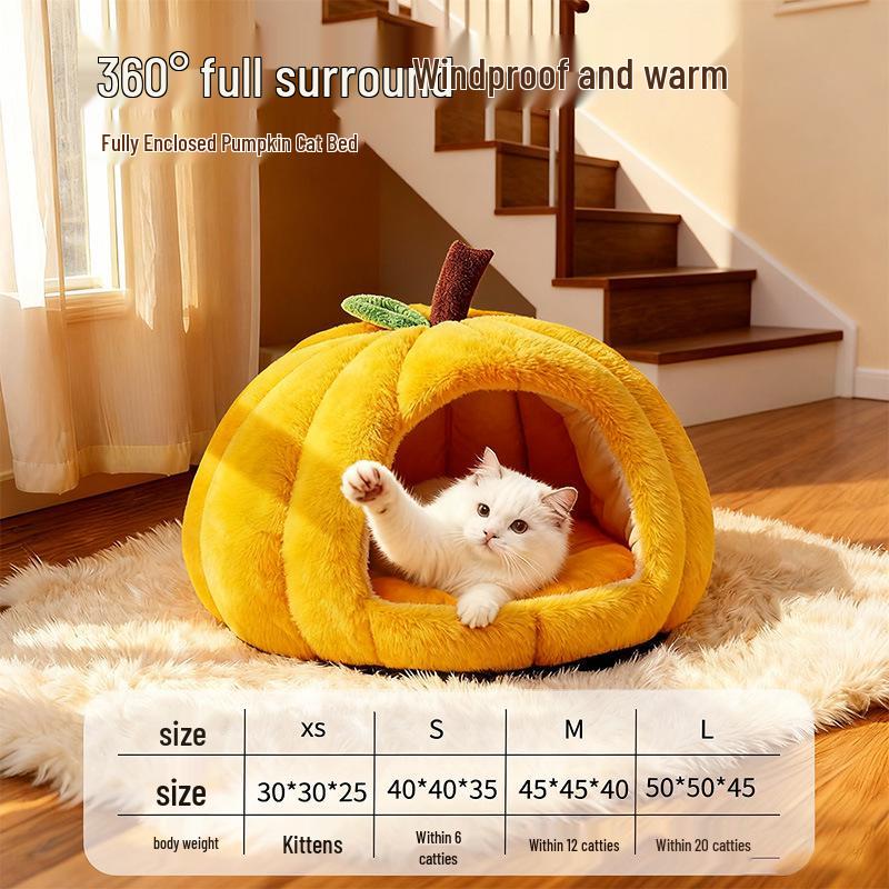 Pumpkin Nest Pet Bed: Cozy Winter Blanket for Cats, Dogs, Rabbits & Guinea Pigs