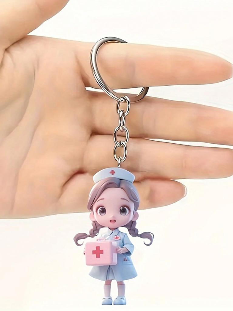 New 2D Acrylic Female Doctor Keychain - A Minimalist Inspired Doctor Keychain Gift for Medical Professionals
